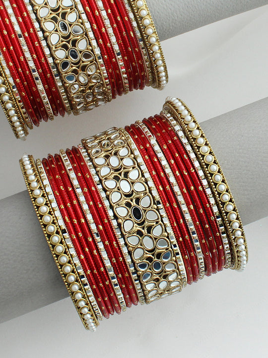 Saba Bangle Set / Stack-Red 