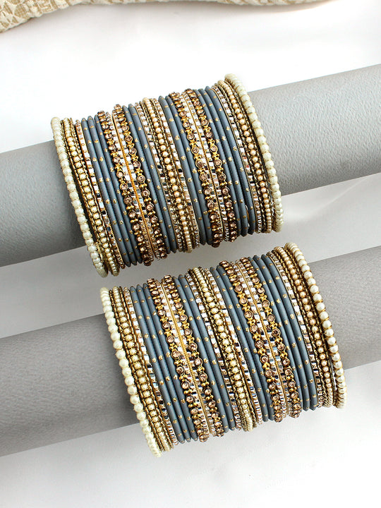 Ragini Bangle Set / Stack-Grey 