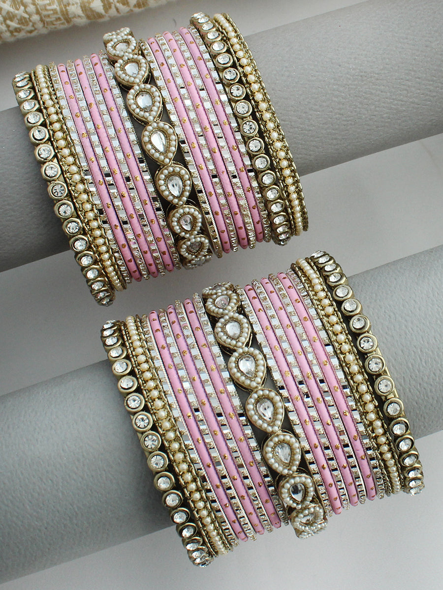 Sana Bangle Set / Stack-Pastel pink 