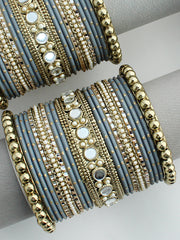 Vidhi Bangle Set / Stack -Grey 