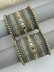 Vidhi Bangle Set / Stack -Grey 