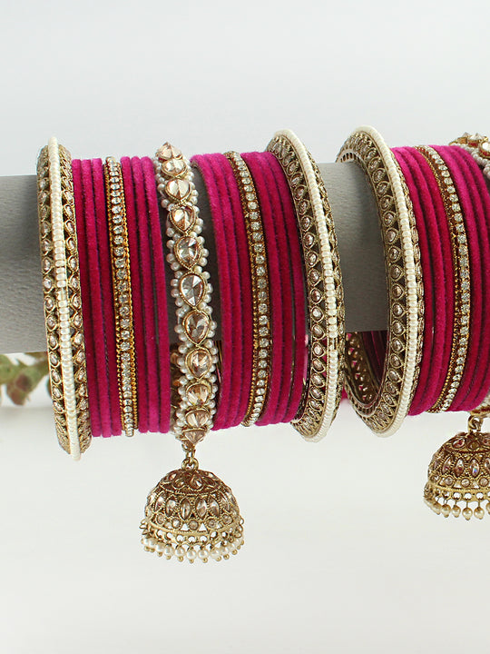 Navisha Bangle Set / Stack-Hot Pink