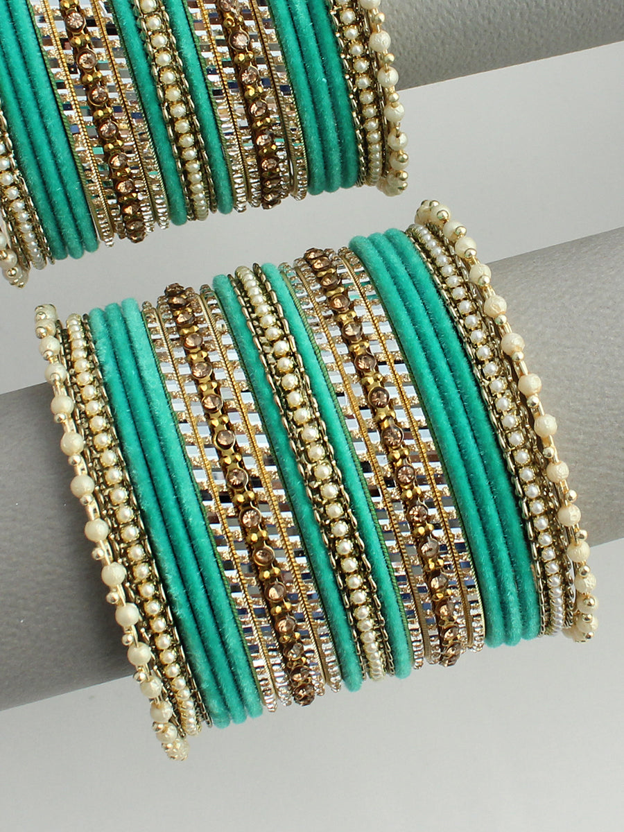 Lipi Bangle Set / Stack-Sea Green