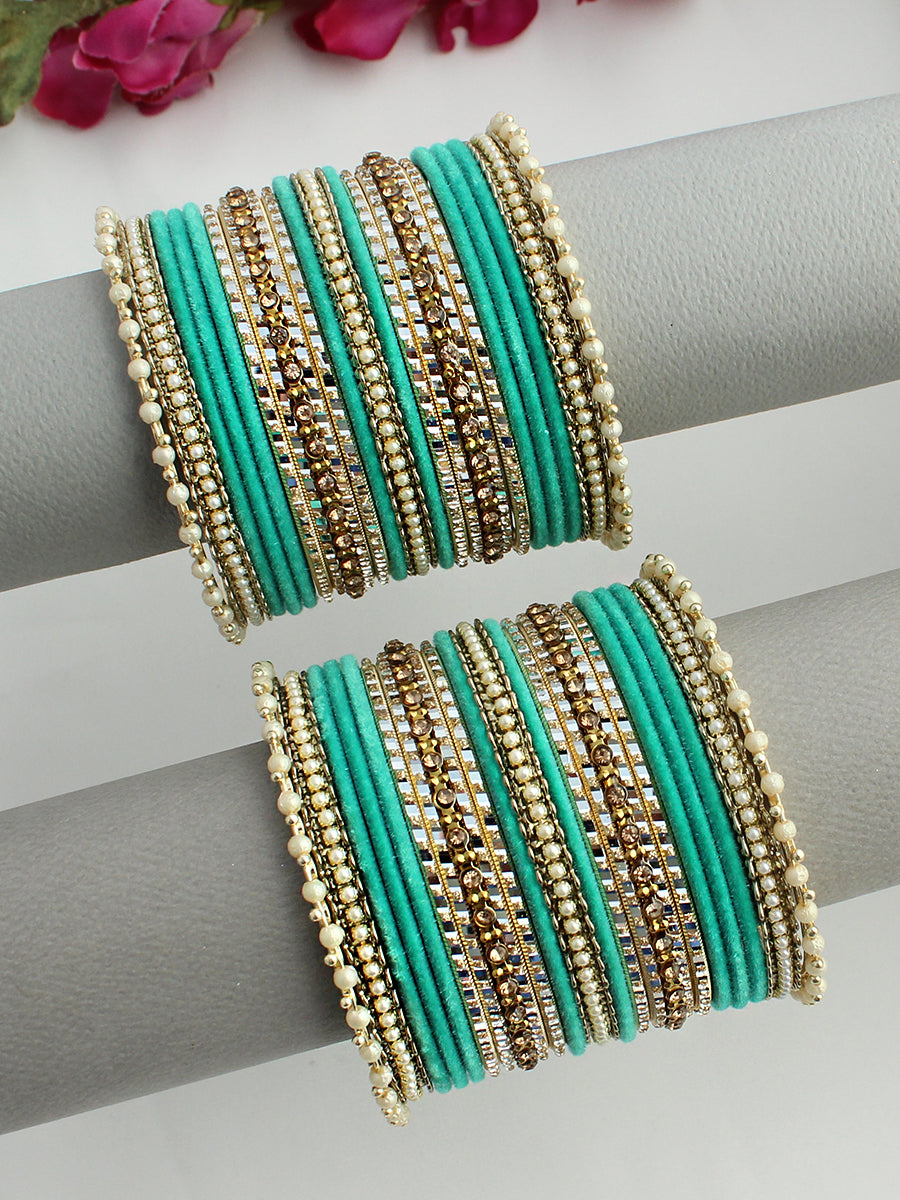 Lipi Bangle Set / Stack-Sea Green