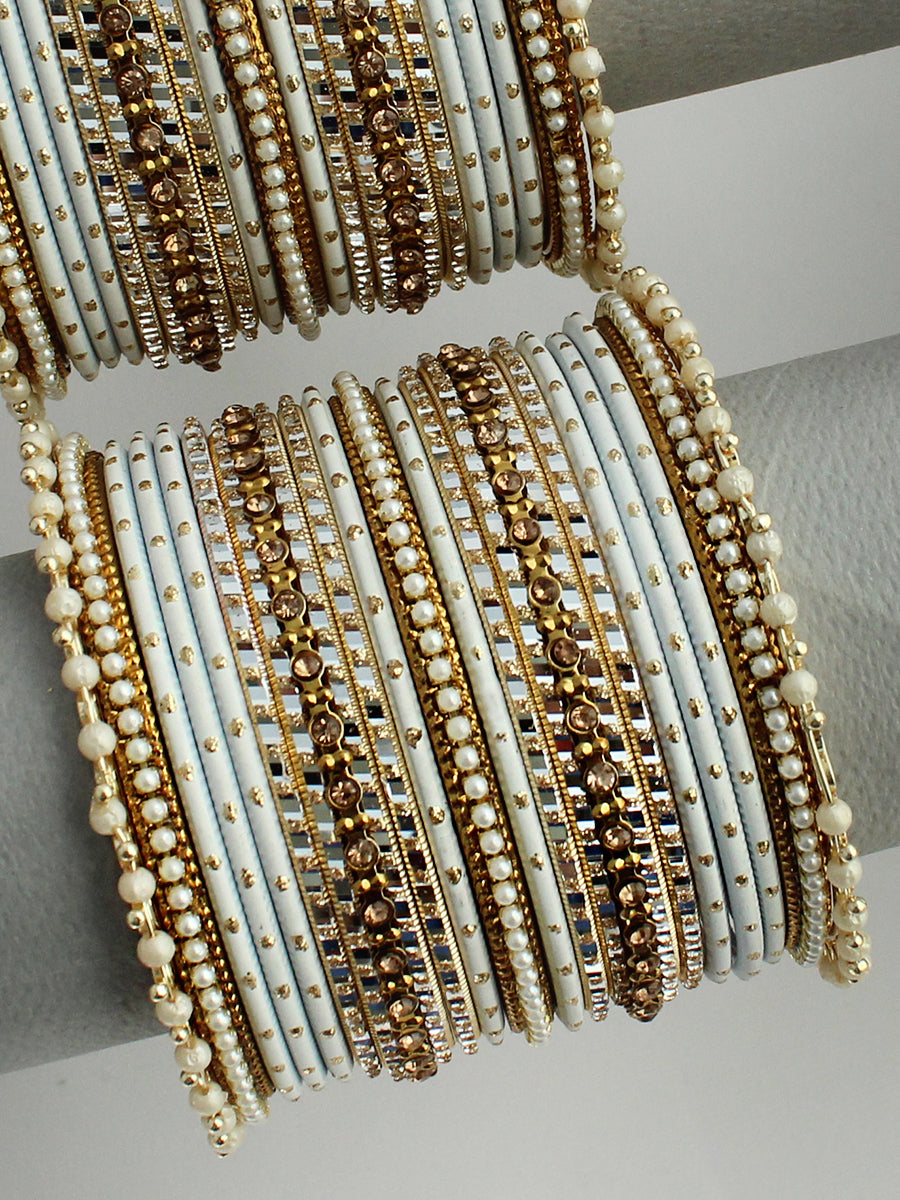 Lipi Bangle Set / Stack-White 