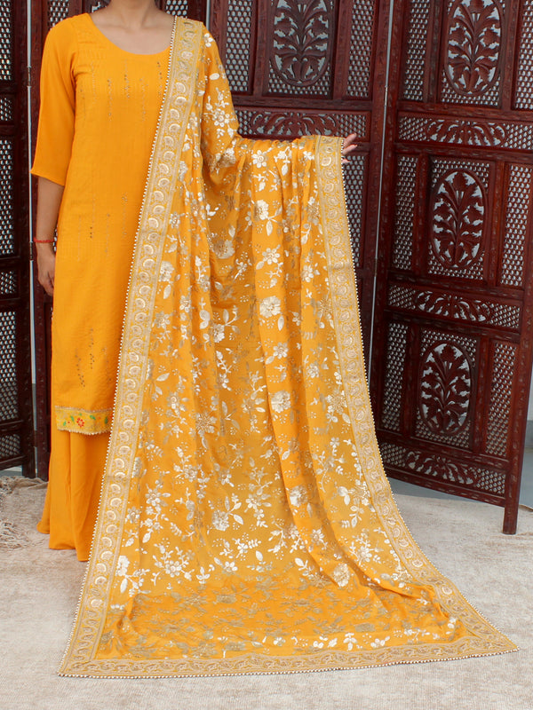 Kashish Mustard Yellow Georgette Embroidered Dupatta