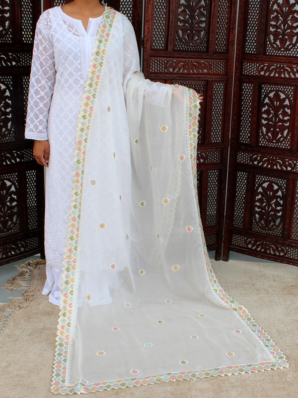 Maheen Off White Organza Dupatta