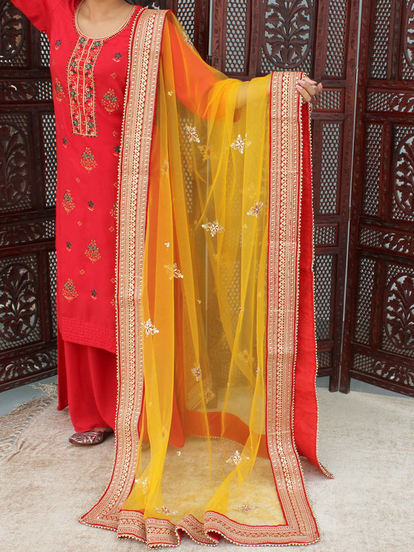 Mansi Mustard Yellow Net Dupatta