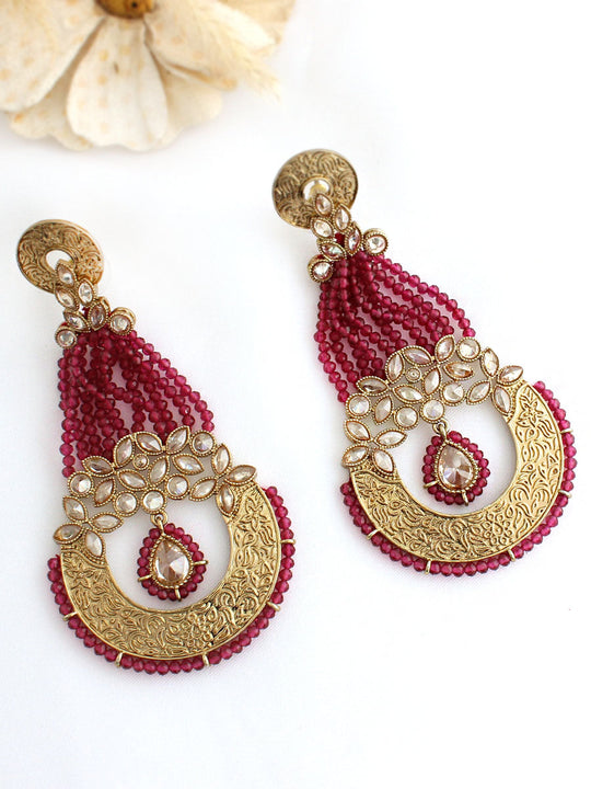 Shanaya Earrings-Hot pink