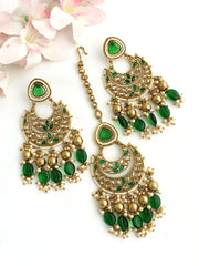 Sana Earrings & Tikka-Green