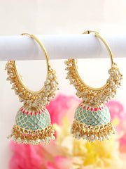 Adira Jhumki / Hoop Earrings -Pastel Blue