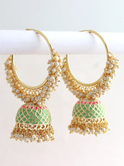 Adira Jhumki / Hoop Earrings -Mint green