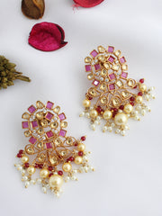 Aanchal Earrings-Ruby pink