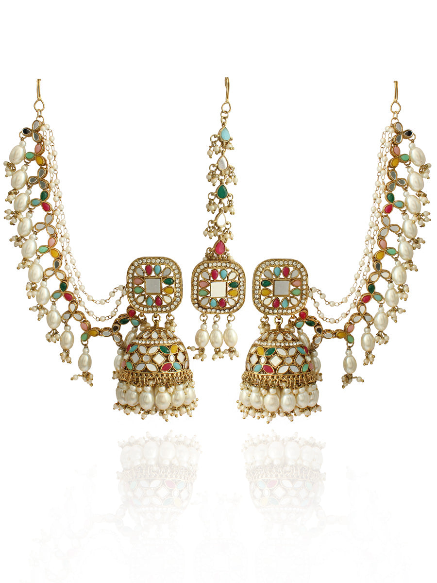 Rasika Mirror Earrings & Tikka