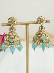 Dhwani Jhumki Earrings - Aqua