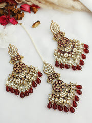 Saysha Earrings & Tikka- Maroon