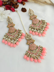 Saysha Earrings & Tikka-Pink