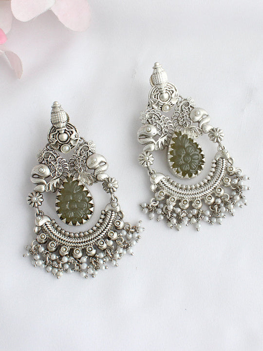 Kalpana Earrings-Silver/Grey