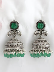 Namita Earrings - Silver / green