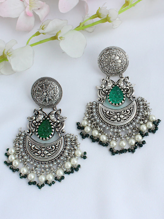 Charvi Earrings - Silver / Green