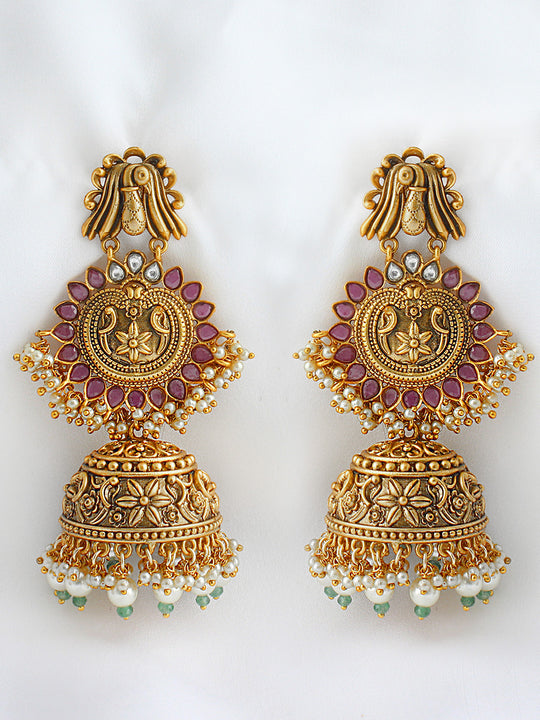 Parul Earrings - Maroon