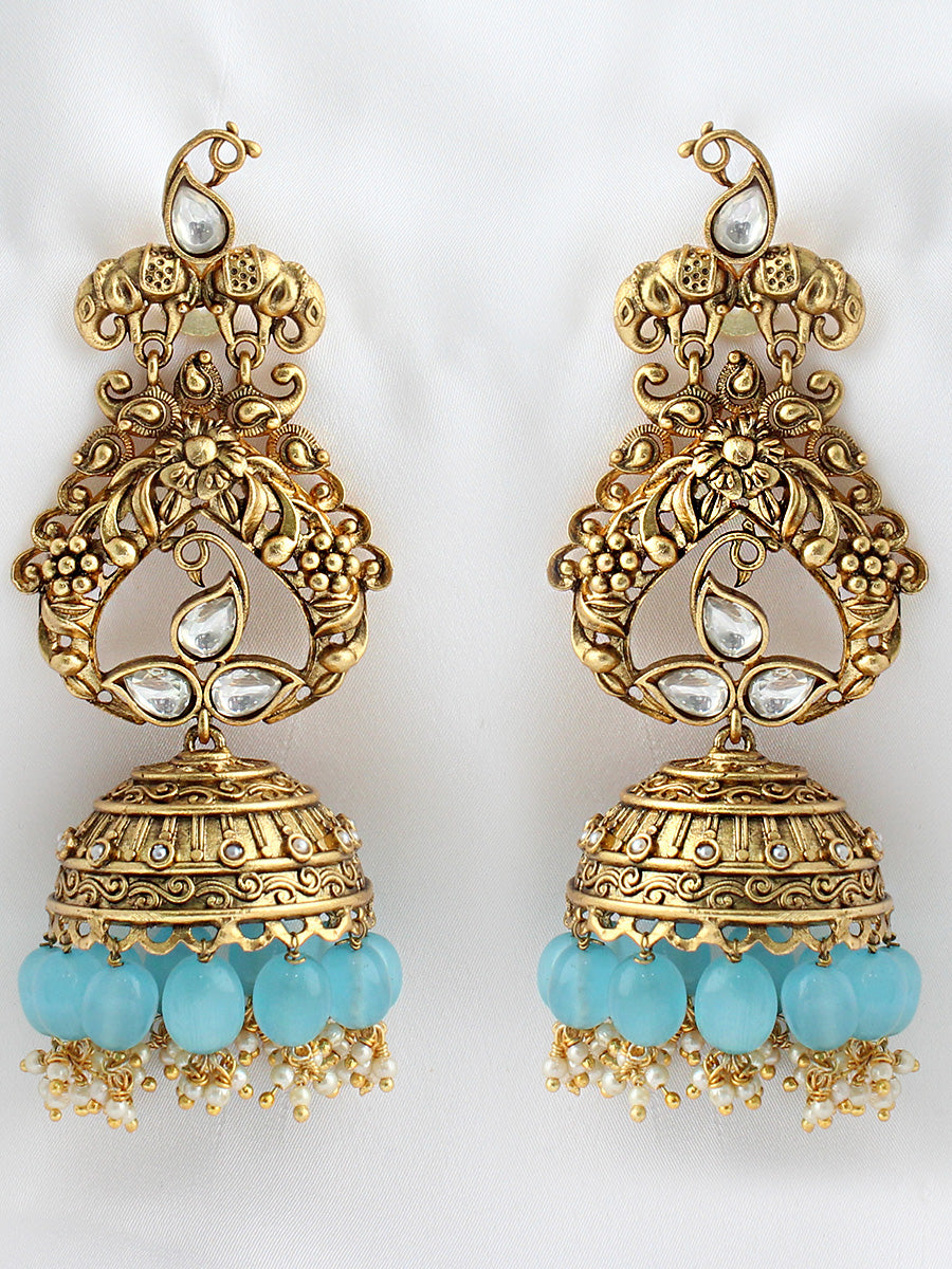 Yamini Earrings - Gold / Aqua