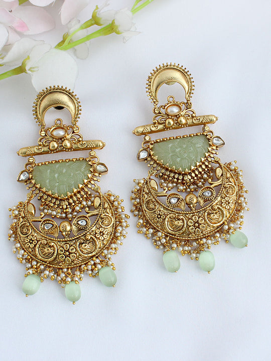 Asmara Earrings - Gold / Mint Green