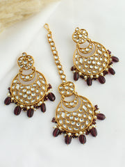 Snehal Earrings & Tikka-Wine