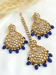 Snehal Earrings & Tikka-Blue