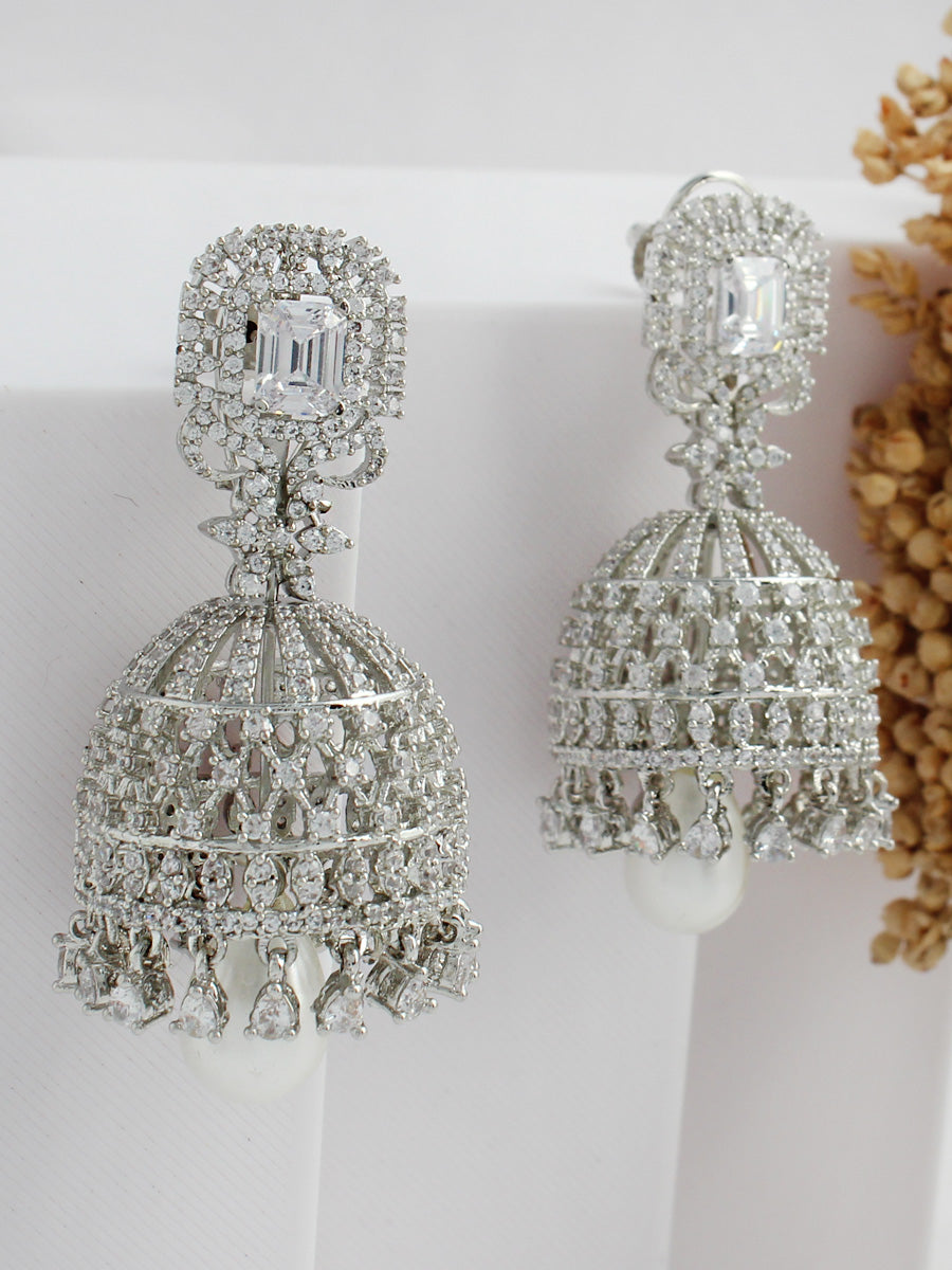 Renne Jhumki Earrings-Silver'