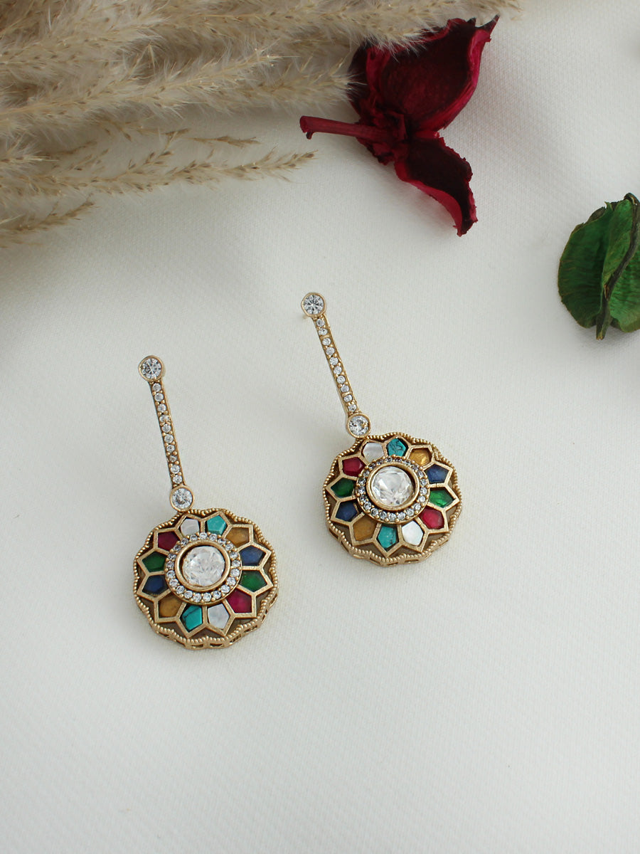 Buy Gold Plated Kundan Polki Jaali Earrings by Heer-House Of Jewellery  Online at Aza Fashions.