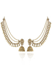 Netra Jhumki Earrings With Ear Chain-Gold