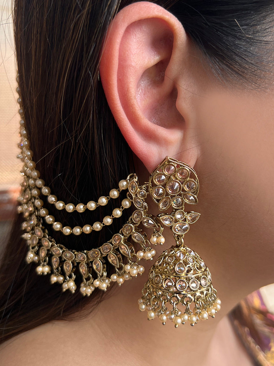 Netra Jhumki Earrings With Ear Chain