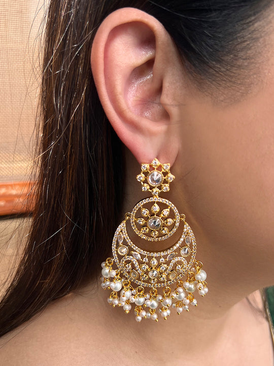 Raysha Chandbali Earrings - White