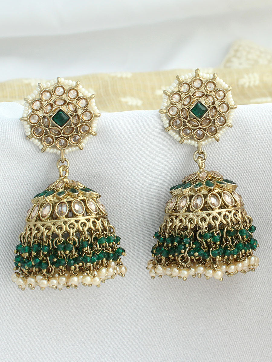 Pakhi Jhumki Earrings-Green