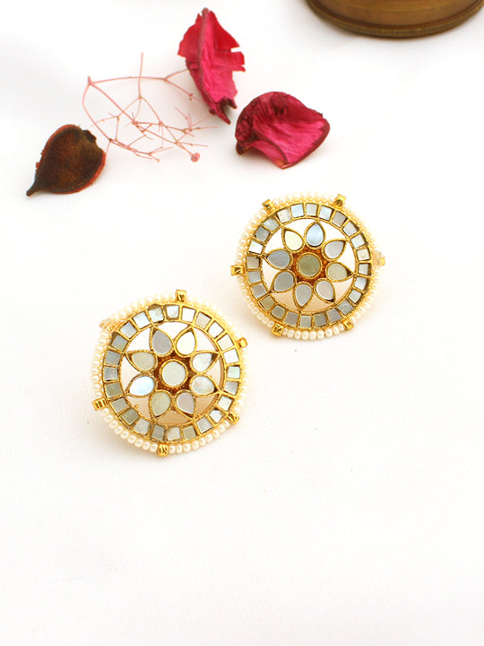 Nancy Stud Earrings-Ivory