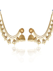 Falak Jhumki Earrings With Ear Chain-Gold