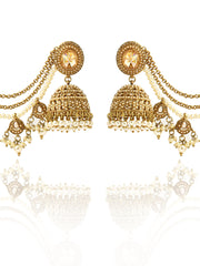 Falak Jhumki Earrings With Ear Chain-Gold