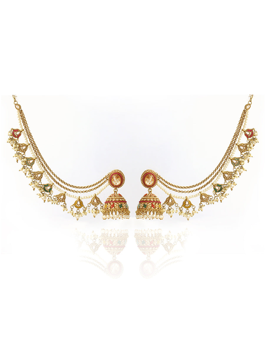 Falak Jhumki Earrings With Ear Chain