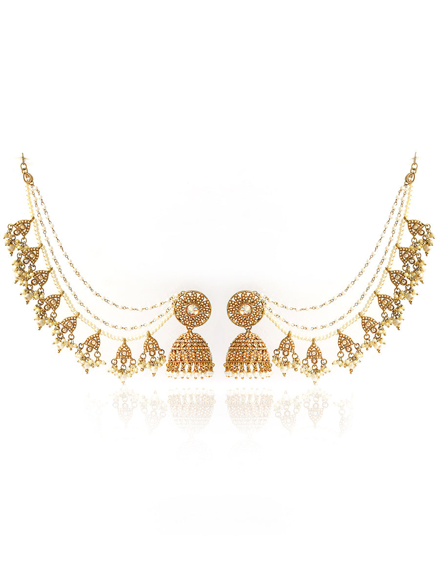 Inaya Jhumki Earrings With Ear Chain