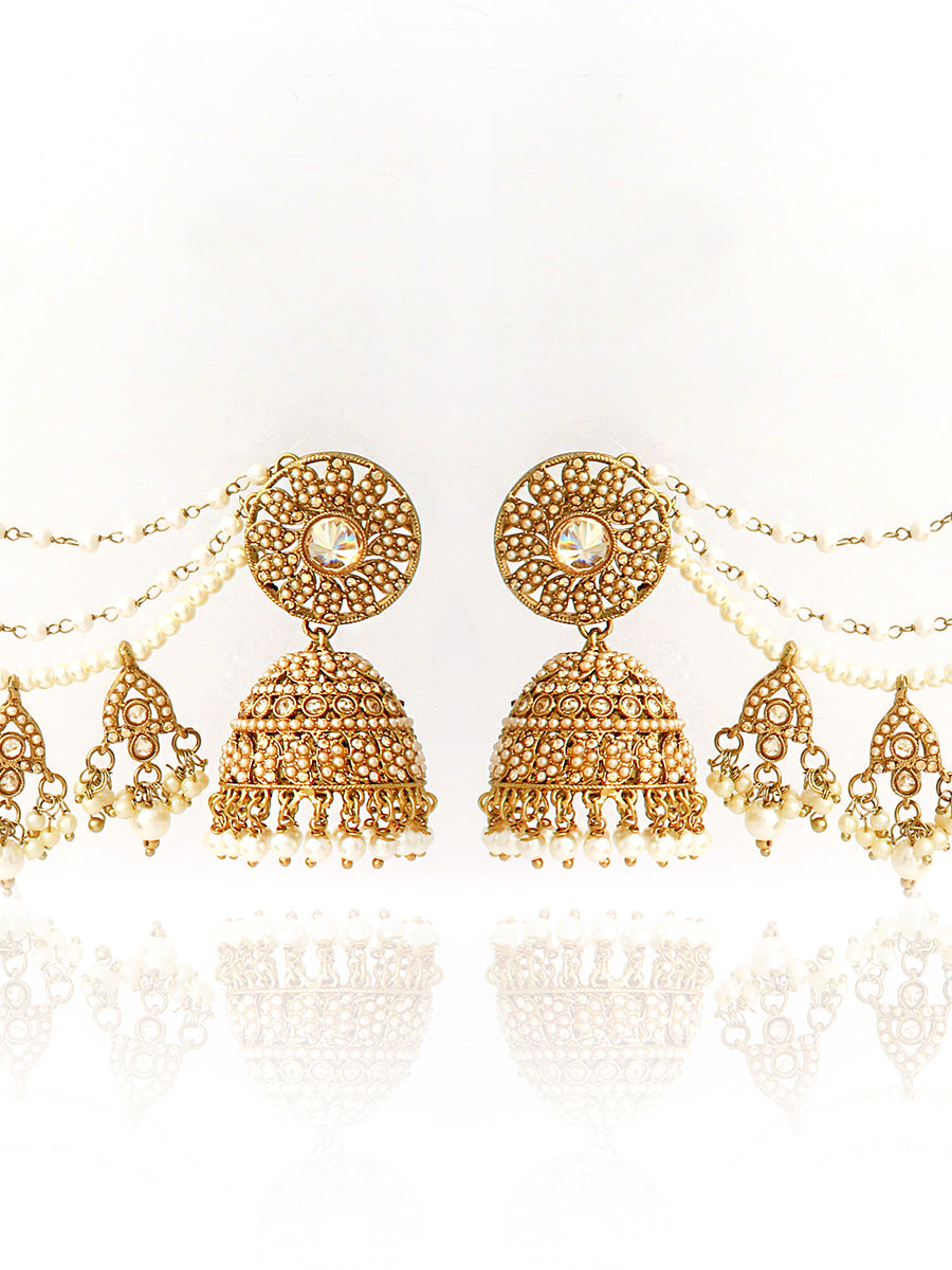 Inaya Jhumki Earrings With Ear Chain