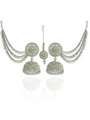 Shiza Jhumki Earrings with Earchain & Tikka