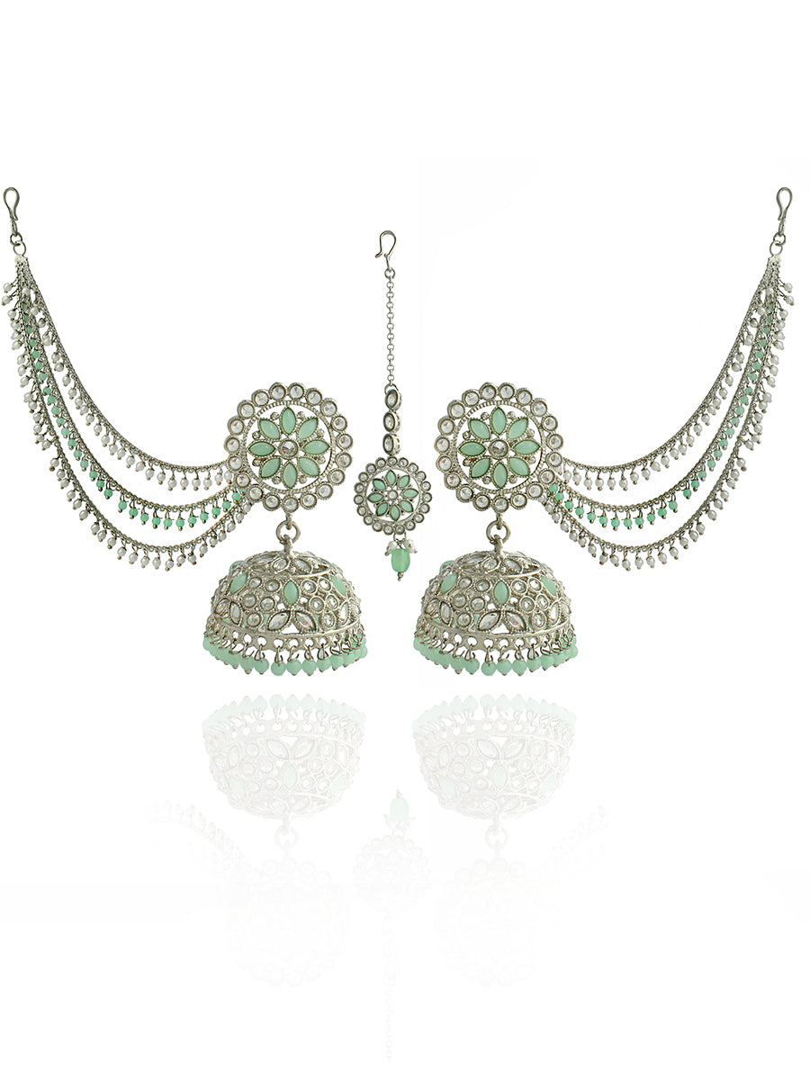 Shiza Jhumki Earrings with Earchain & Tikka