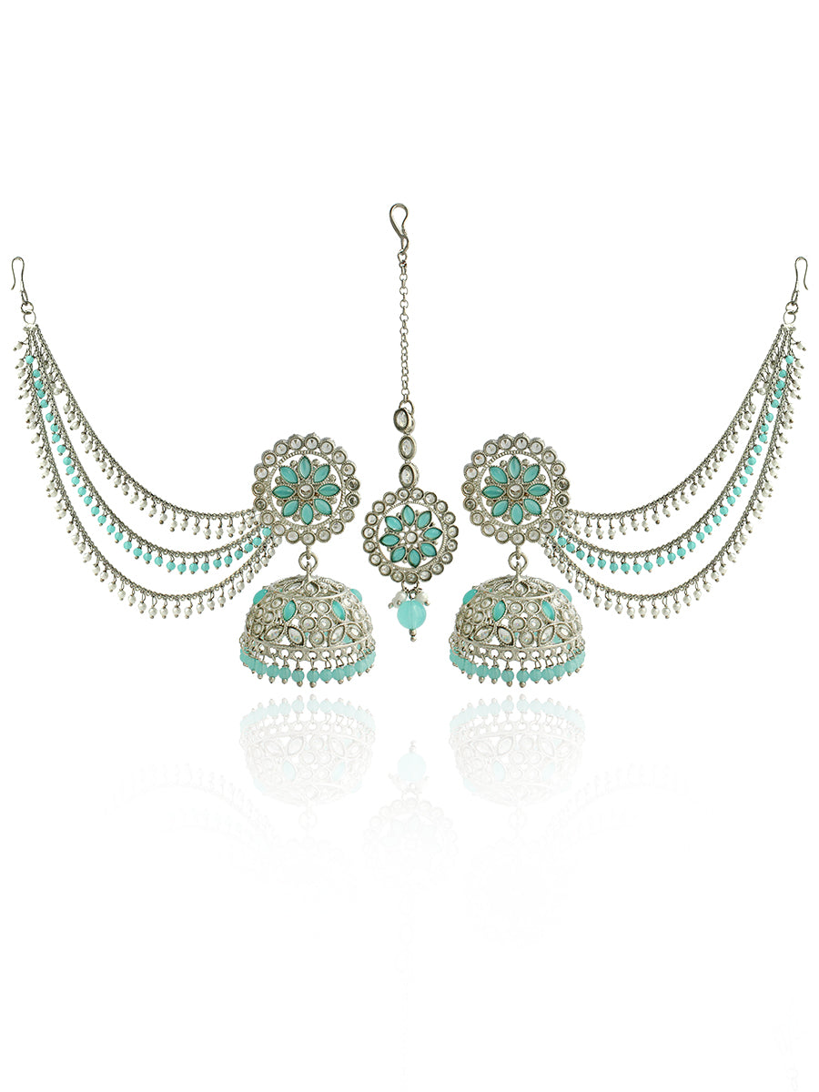 Shiza Jhumki Earrings with Earchain & Tikka