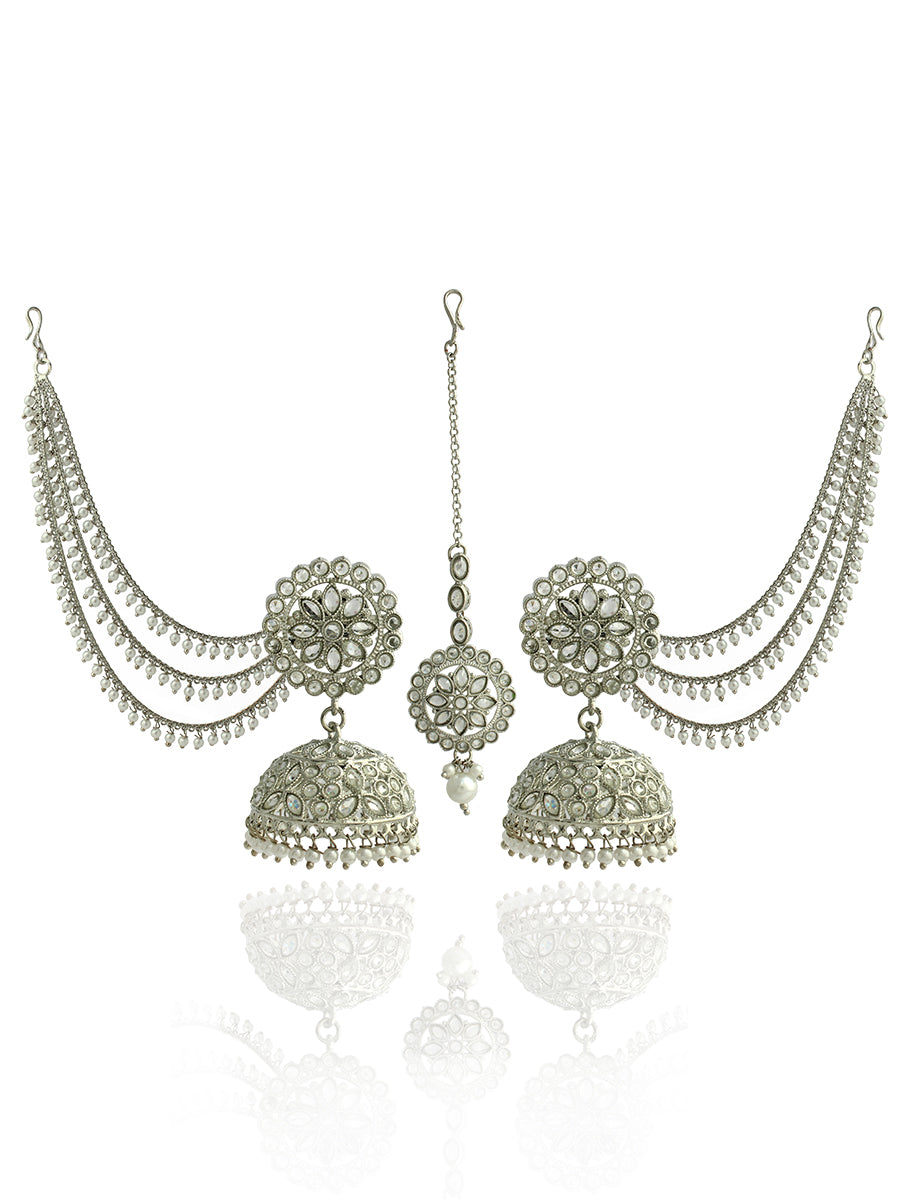 Shiza Jhumki Earrings with Earchain & Tikka