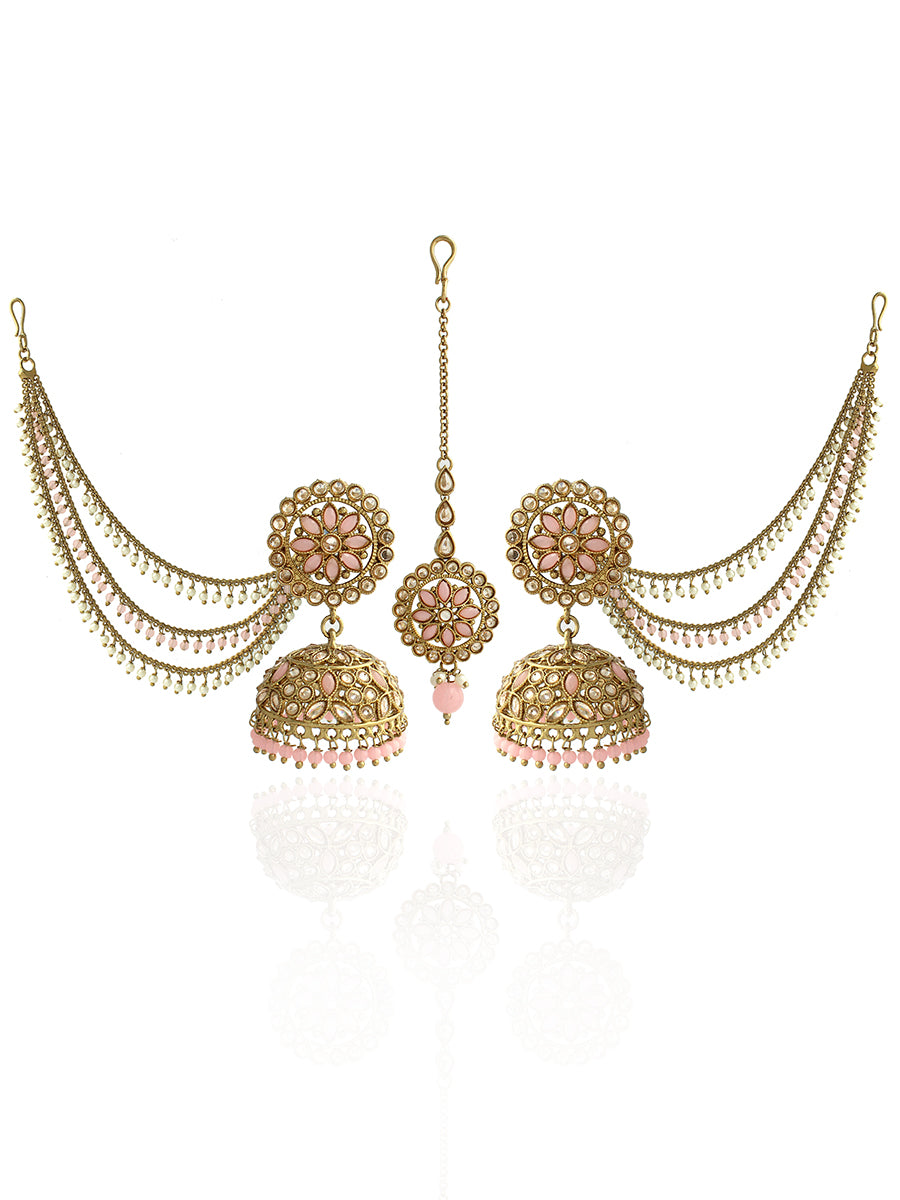 Shiza Jhumki Earrings with Earchain & Tikka