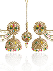 Shiza Jhumki Earrings with Earchain & Tikka