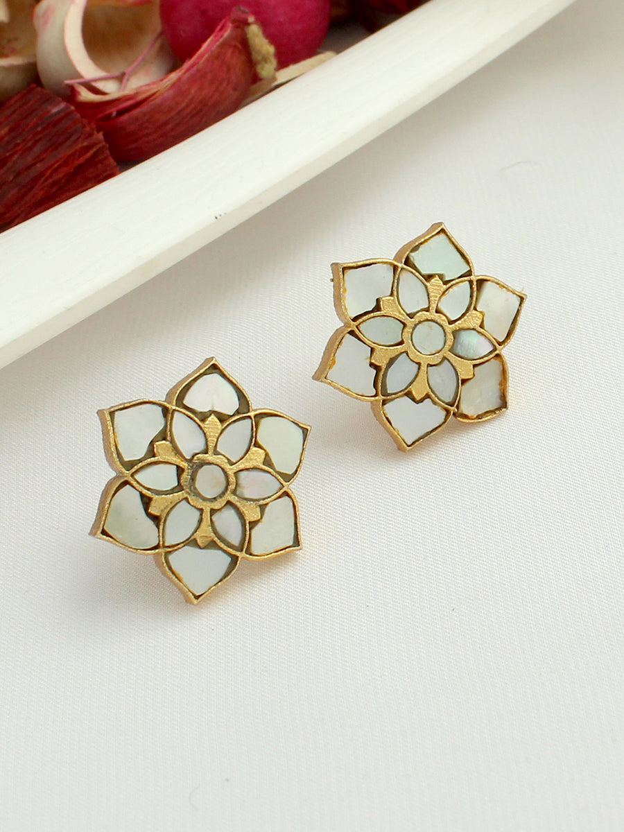 Anusha Stud Earrings-Ivory