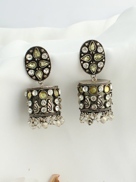 Zubia Jhumki Earrings-Antique Silver