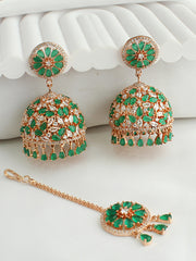 Romika Earrings & Tikka - Green